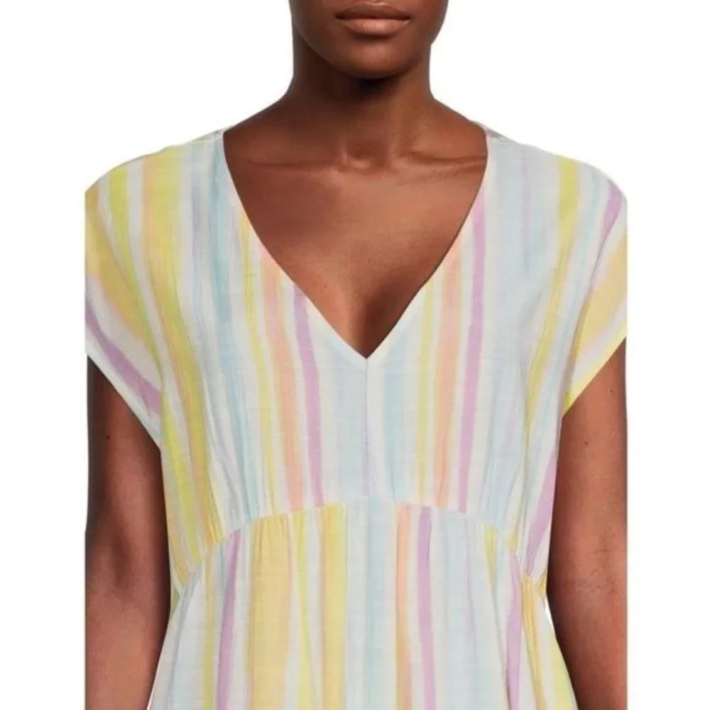 Time and Tru Women's Woven Print Dress with Flounce Hem V-Neck Size XXL - Picture 5 of 15